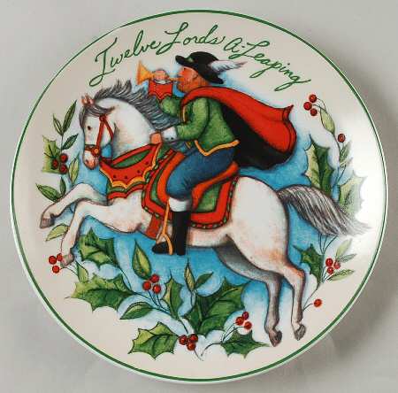 12 Days of Christmas (Aqua Background) Salad/Dessert Plate