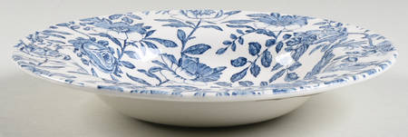 Blue Peony (Scalloped) Rim Soup Bowl