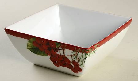 Holly Berry Square Square Fruit/Dessert (Sauce) Bowl