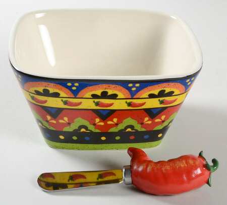 Hot and Saucy Dip Bowl & Spreader Set