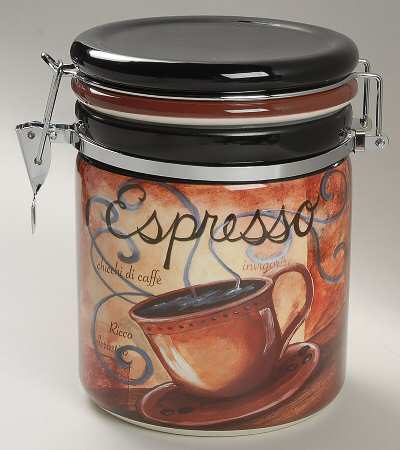 Le Caffe Coffee Canister with Hinged Lid