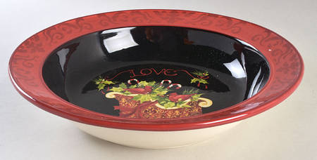 Vintage Christmas 13" Pasta Serving Bowl
