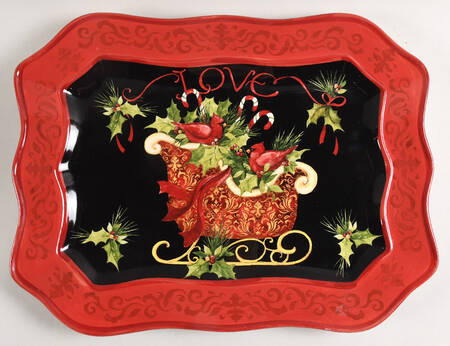 Vintage Christmas 16" Rectangular Serving Platter