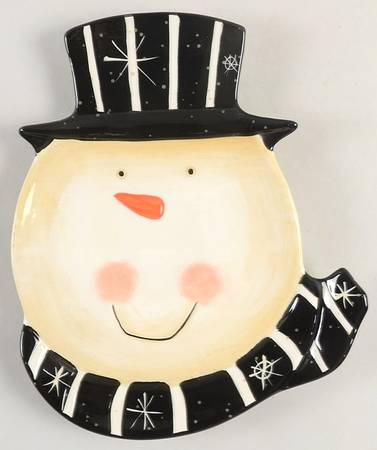 Christmas Snowman Figural Candy Plate