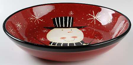 Christmas Snowman 13" Pasta Serving Bowl