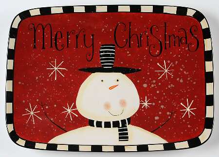 Christmas Snowman 14" Rectangular Serving Platter