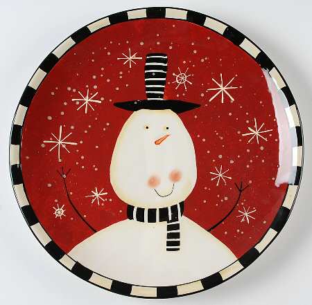 Christmas Snowman 13" Chop Plate (Round Platter)