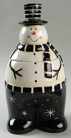 Christmas Snowman Figural Cookie Jar & Lid