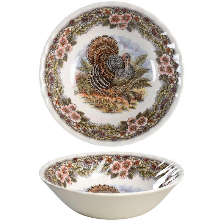 Thanksgiving Brown Multicolor Coupe Cereal Bowl