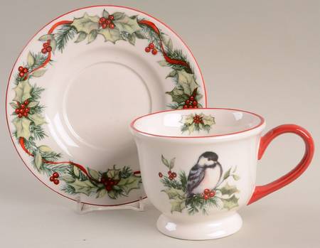 Winter Song Footed Cup & Saucer Set