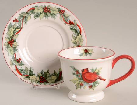 Winter Song Footed Cup & Saucer Set