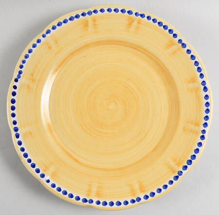 Campagna Chicken (Yellow Border, Blue Dots) Cake Plate by Ceramica Artistica (CAS Vietri)