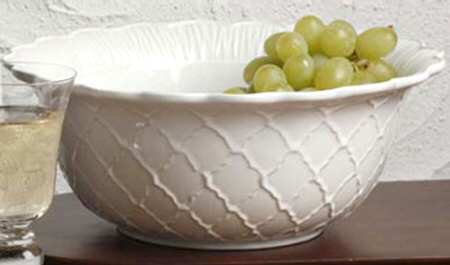 Treillage White 11" Round Serving Bowl