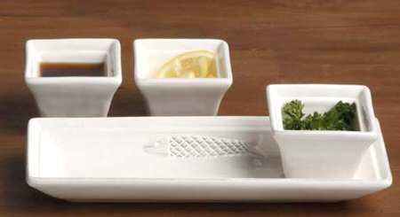 Sardinha White Condiment Set-3 Open Bowls & Tray