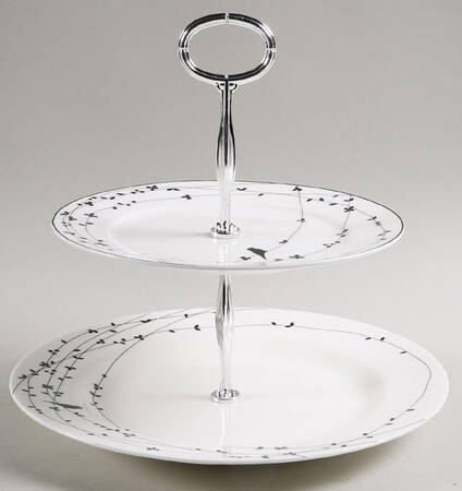 Oiseau Black 6 5/8"-10"  2 Tiered Serving Tray (Dp, Sp) HC