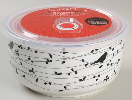 Oiseau Black 32 Oz Round Plastic Microwave Bowl w/Vent Lid