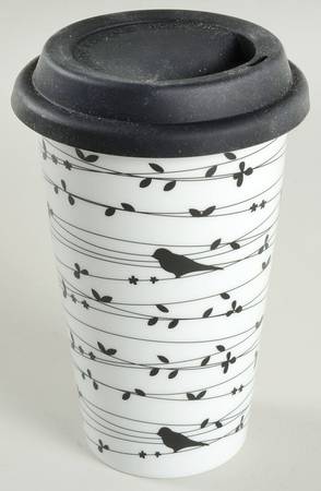 Oiseau Black Travel Mug & Plastic Lid