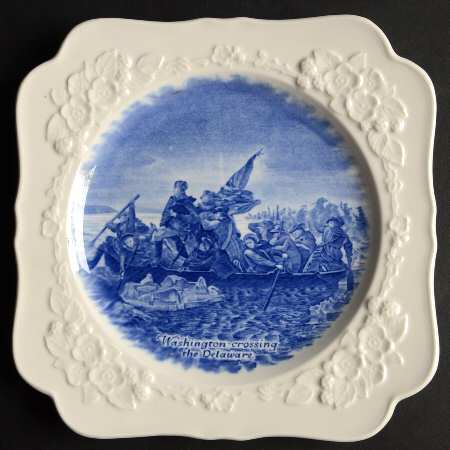 Colonial Times Blue (Embossed) Square Luncheon Plate