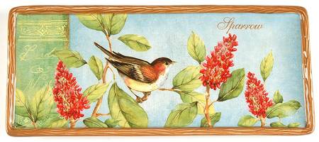 Botanical Birds 11" Rectangular Serving Platter