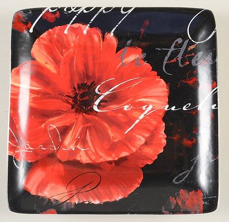 Midnight Poppy Square Canape Plate