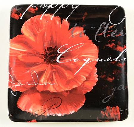 Midnight Poppy Square Salad Plate