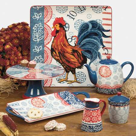 Americana Rooster 14" Square Platter