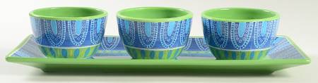 Tapas Condiment Set-3 Open Bowls & Tray