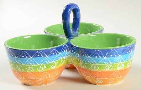 Tapas 3-Part Relish with Center Ceramic Handle