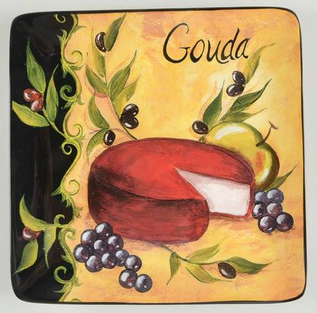 Wine and Cheese Party Square Salad/Dessert Plate