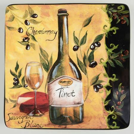 Wine and Cheese Party Square Dinner Plate