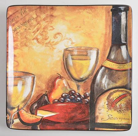 Wine and Cheese Party 12" Square Serving Platter