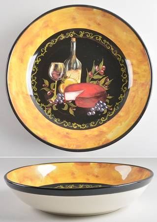 Wine and Cheese Party 13" Pasta Serving Bowl