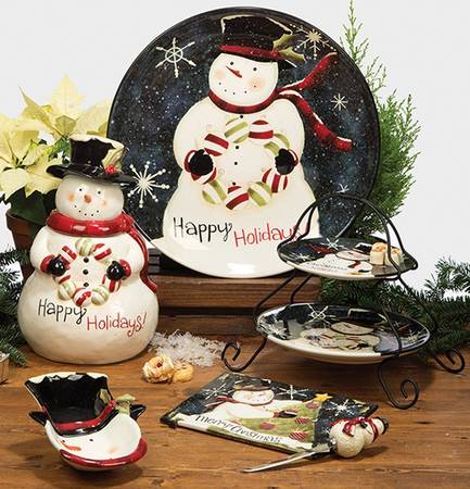 Rustic Snowman 14" Chop Plate (Round Platter)