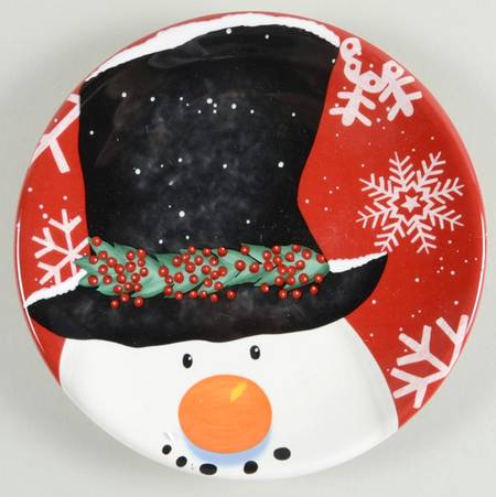 Top Hat Snowman (Red) Canape Plate