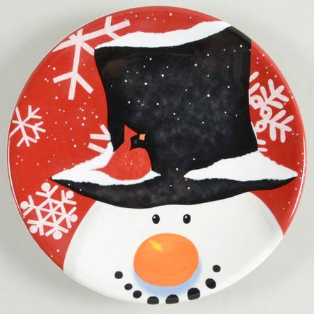 Top Hat Snowman (Red) Canape Plate
