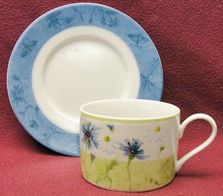 Blue Butterfly Flat Cup & Saucer Set