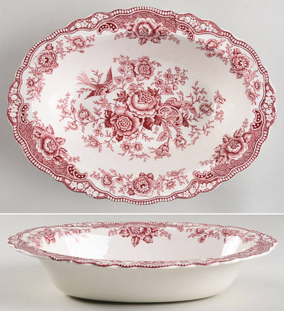 Bristol Pink (Cream) 10" Oval Vegetable Bowl