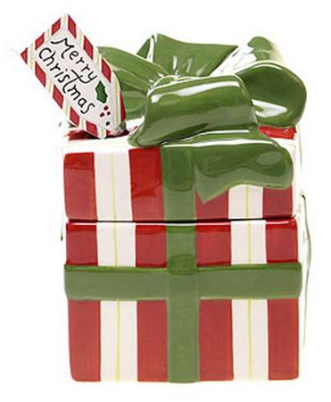 Christmas Presents Figural Dip Bowl & Lid with Spreader