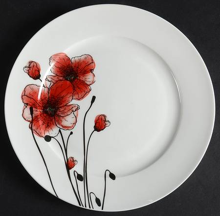 Poppy Silhouette Salad Plate