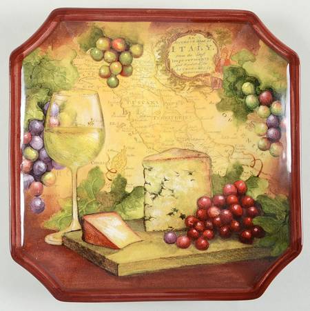 Wine Map Square Salad/Dessert Plate