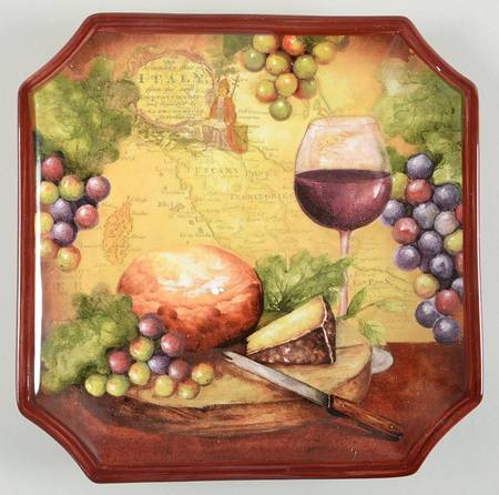 Wine Map Square Salad/Dessert Plate