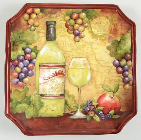 Wine Map Square Dinner Plate