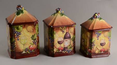 Wine Map (3 Piece) Canister Set (Box Set)