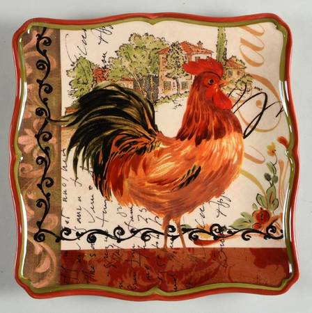 Tuscan Rooster Square Salad/Dessert Plate