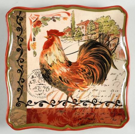 Tuscan Rooster Square Salad/Dessert Plate