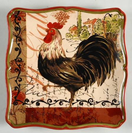 Tuscan Rooster Square Salad/Dessert Plate
