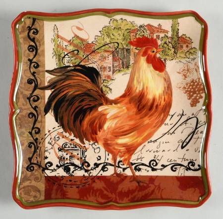 Tuscan Rooster Square Salad/Dessert Plate