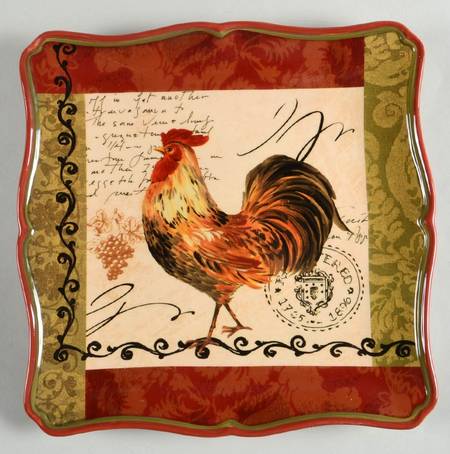Tuscan Rooster Square Dinner Plate