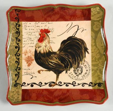 Tuscan Rooster Square Dinner Plate