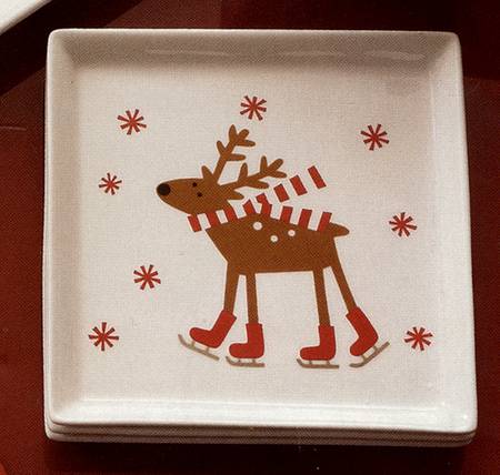 Skating Reindeer 5" Square Plate
